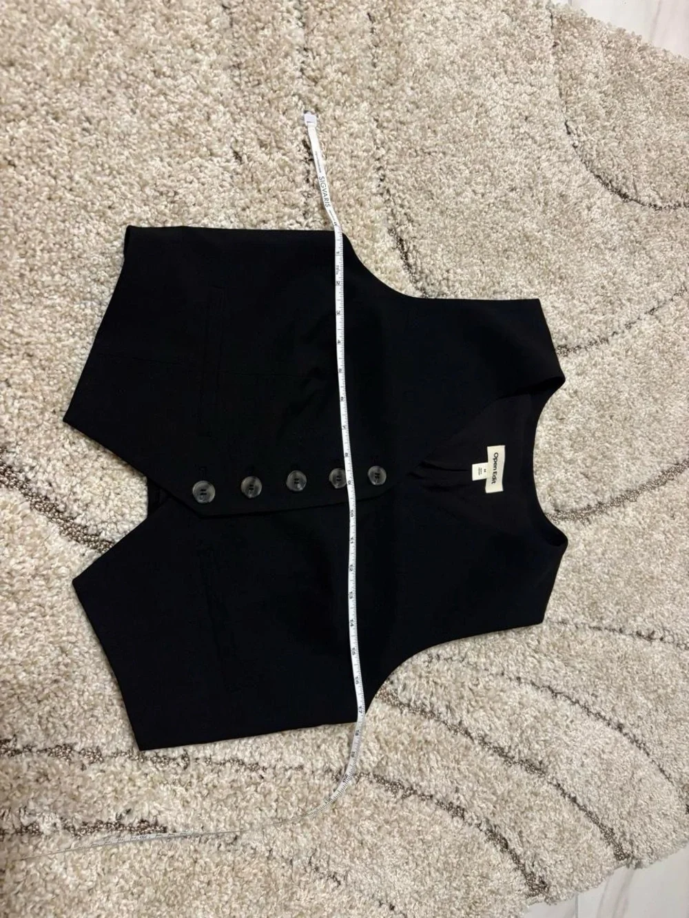 Open Edit Black Tailored Button Vest